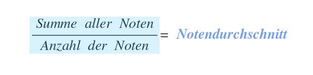 Eine einfache Formel, um den Notendurchschnitt berechnen zu können