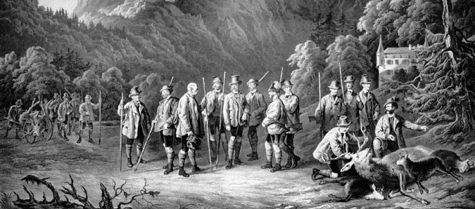 Kaiser Franz Joseph I. bei der Jagd in Lederhose