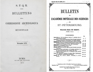 Deckblätter der Bulletins der Petersburger Akademie und des Archäologischen Instituts zu Rom.