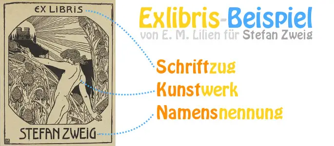 Exlibris von E. M. Lilien für Stefan Zweig.